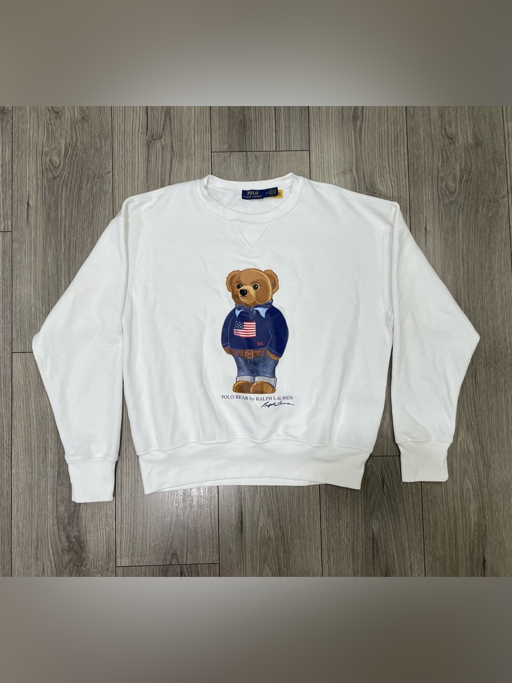 POLO RALPH LAUREN Woman's Fleece Sweatshirt CUSTOMIZED Bear Size M